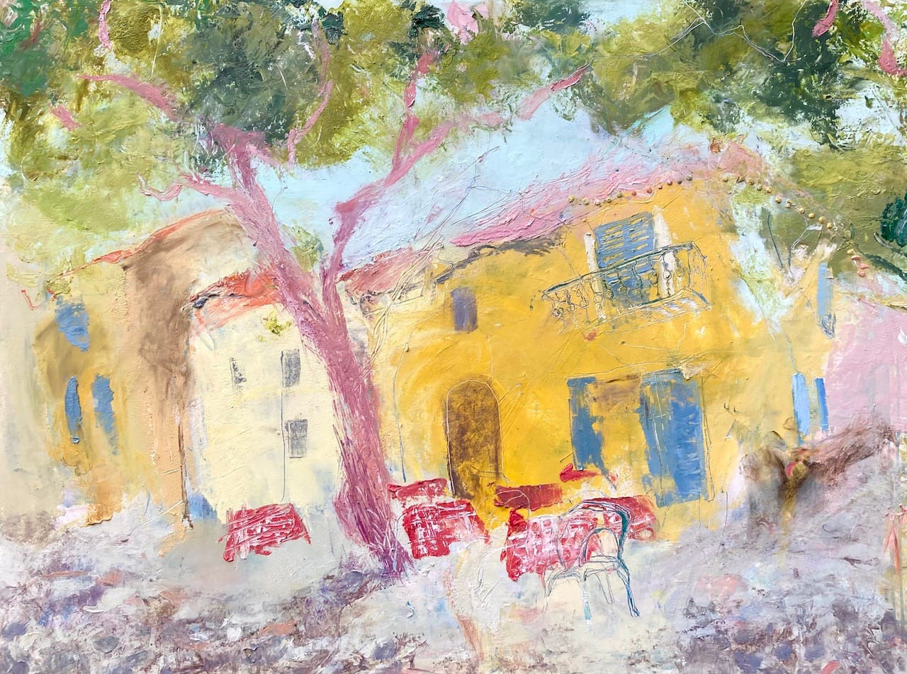 Auberge in Provence. 76 x 102cm oil and cold wax on canvas.